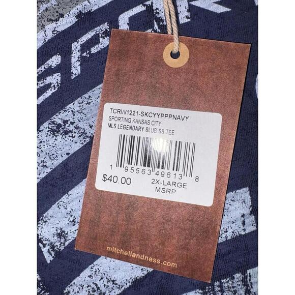 Mitchell and Ness MLS Kansas City Sporting Soccer SS TShirt Mens Size 2XL Blue - Picture 6 of 15